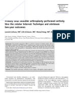 Primary Total Shoulder Arthroplasty Performed Entirely Thru The Rotator Interval - Technique and Minimum Two-Year Outcomes