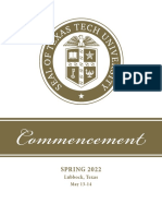 Texas Tech University Commencement Program - Spring - May 2022