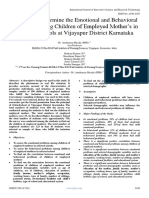 A Study To Determine The Emotional and Behavioral Problems Among Children of Employed Mother's in Selected Schools at Vijayapur District Karnataka