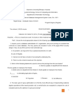 Advanced Database MCQ Worksheet For Exit Exam 2015@