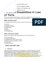 Personal Disabilities in Tort