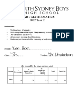 Task 2 2022 Yr 7 Exam