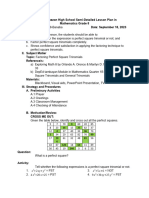 Perfect Square Trinomial Lesson Plan