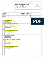 WorkSheet 2 - Python Lists