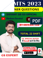 MTS GS English One Liner by Shivant Sir GS