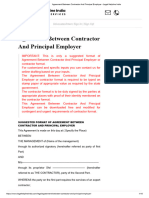 Agreement Between Contractor and Principal Employer