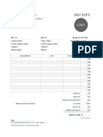 Receipt Template 4 Excel