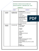 Delhi Public School Bangalore-East Portions For Post - Midterm (2023 - 2024)