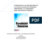 Grammatical Proficiency of The Pre-Service Teachers in A State College in Guimaras Island, Philippines: An Assessment of Errors and Issues in Writing