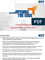 Financial Results Quarter Ended June 30,2011: July 22,2011