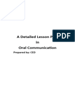 A Detailed Lesson Plan in Oral Communication