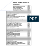 Y11 Mock Higher Revision List