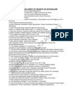 MCQ Revision Sheet of Growth of Nationalism