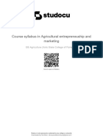 Course Syllabus in Agricultural Entrepreneuship and Marketing