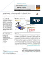 Quality Index For Friction Stir Welds in 7050 Aluminum Plates