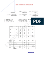 Formula and Theorems For Class X