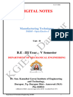 Manufacturing Technology Notes II