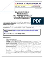 Notice For TCS NQT B.tech 2024 Batch 1-4-2024