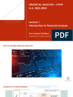 Lecture 1 - Introduction To Financial Analysis Industry Analysis