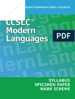 CCSLC Modern Languages: Syllabus Specimen Paper Mark Scheme