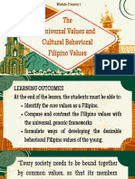 The Universal Values and Cultural Behavioral Filipino Values