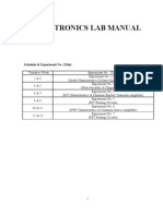 Electronics Lab Manual: Schedule & Experiment No. (Title) Tentative Week