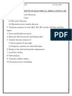 List of Experiments in Electrical Simulation Lab