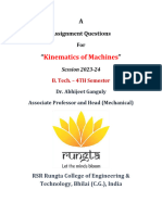 Assignment Questions Kinematics of Machines BTech 4th