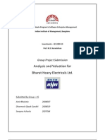 Analysis and Valuation For Bharat Heavy Electricals LTD.: Group Project Submission