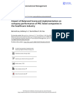 Impact of Balanced Scorecard Implementation On Company Performance of PRC Listed Companies in The Healthcare Industry