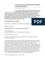 Whether The Court Can Restore Suit Dismissed in Default in The Exercise of Inherent Powers