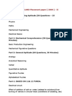 Part 1: Engineering Aptitude (50 Questions - 25 Minutes) : ASHOK LEYLAND Placement Paper (2009) - II