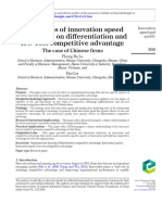 The Effects of Innovation Speed and Quality On Differentiation and Low-Cost Competitive Advantage