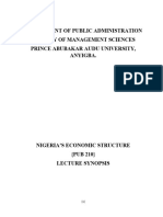 Nigeria's Economic Structure Lecture Note