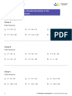 GCSE Maths Revision Factorising Quadratics (Double Brackets - x2 + BX + C) Worksheet