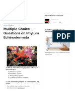 Multiple Choice Questions On Phylum Echinodermata