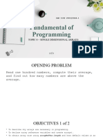 TOPIC 6 Â SINGLE DIMENSIONAL ARRAYS