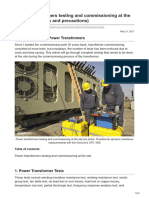 Power Transformers Testing and Commissioning at The Site Instructions and Precautions