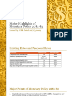 Major Highlights of Monetary Policy 2081-82