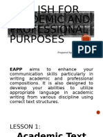 English For Academic and Professional Purposes