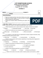 Science 5 First-Mid Quarter Exam