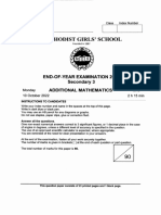 A-Math - Sec 3 - SA 2 - 2022 - Methodist Girls SCH