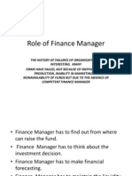 Role of Finance Manager