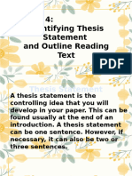 Lesson 4: Identifying Thesis Statement and Outline Reading Text