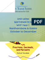 Unit Letter - MYP 1 - Fractions Decimals Percentages