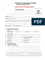 Application Form For Non Degree Student