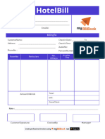 Hotel Bill Format in Word