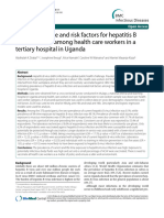 Sero-Prevalence and Risk Factors For Hepatitis B Virus Infection Among Health Care Workers in A Tertiary Hospital in Uganda