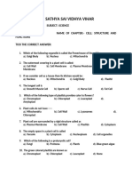 Cell Structure and Functions - Worksheet