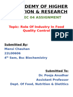 Mansi Chauhan - Role of Industry in Food Quality Control